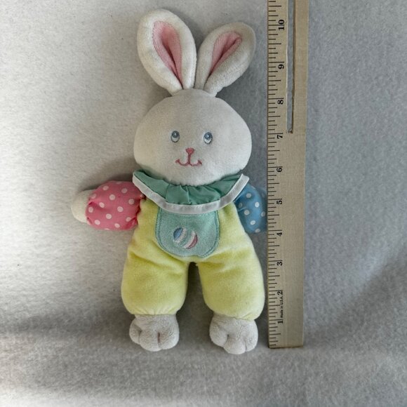 Vtg EDEN Baby Plush Bunny Rabbit Pastel Egg Polka Dot Lovey Toy 11" - Picture 6 of 6